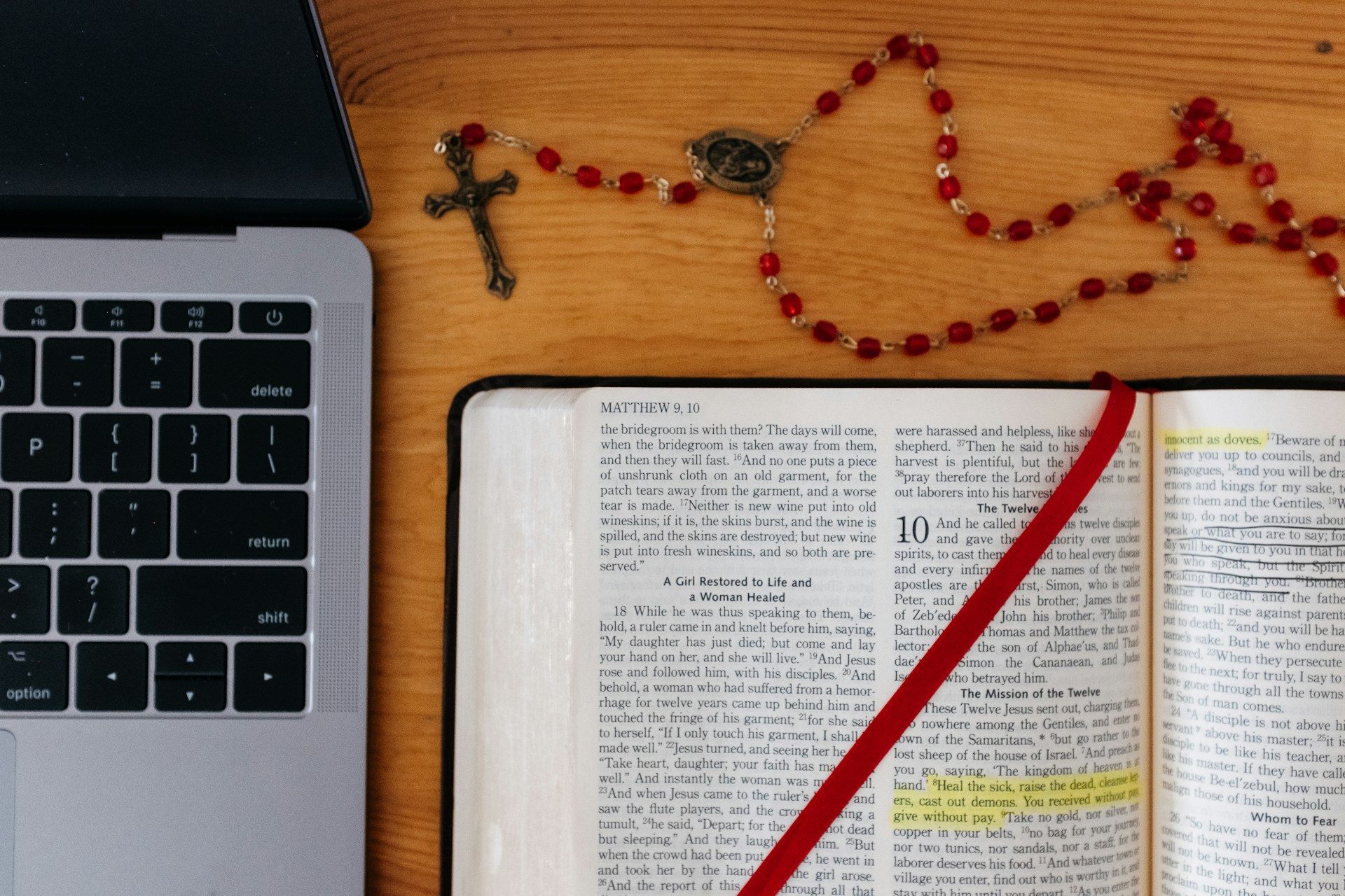 A Bible and a laptop