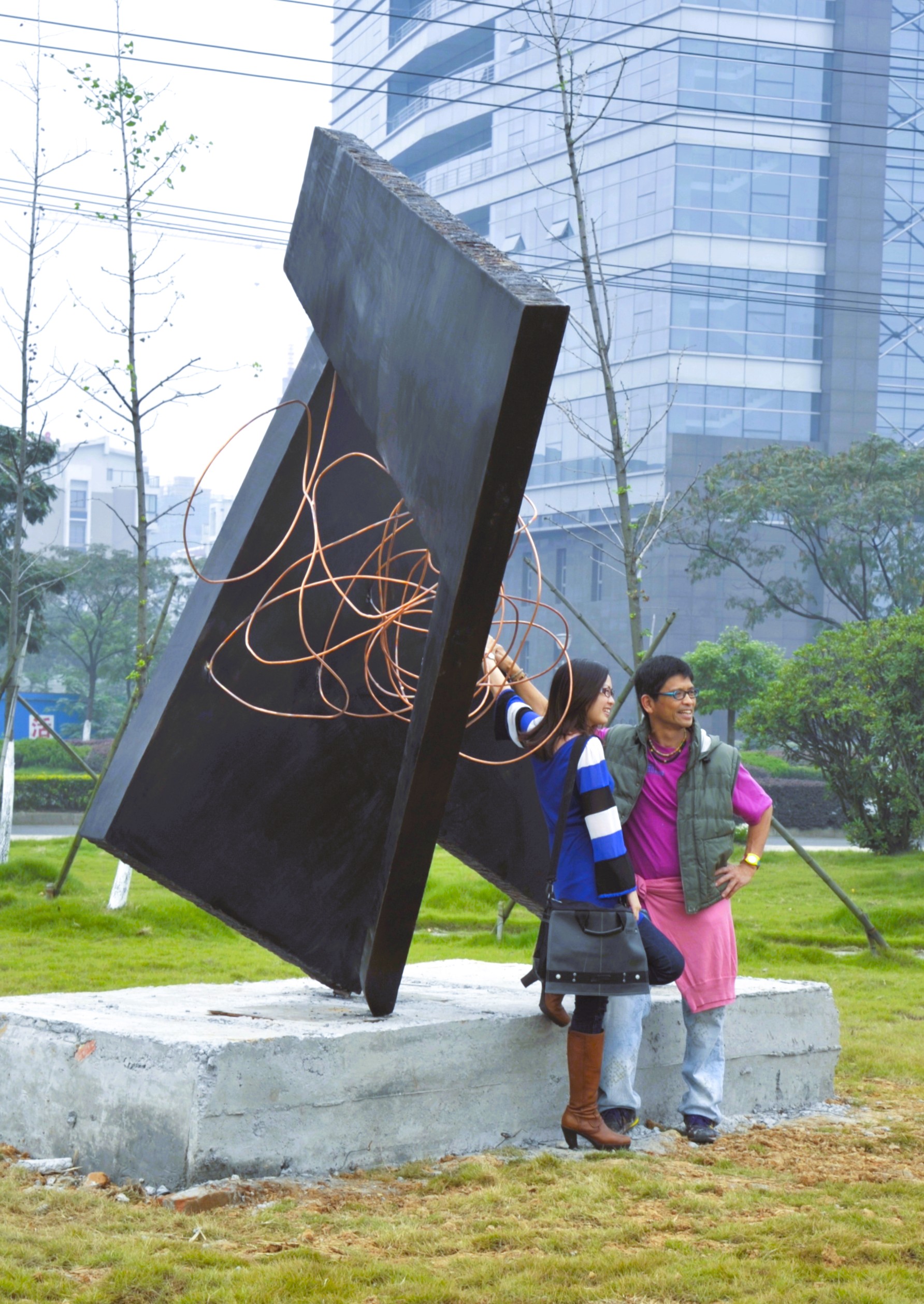 Visitors beside The Bond between Two Different Cultures.