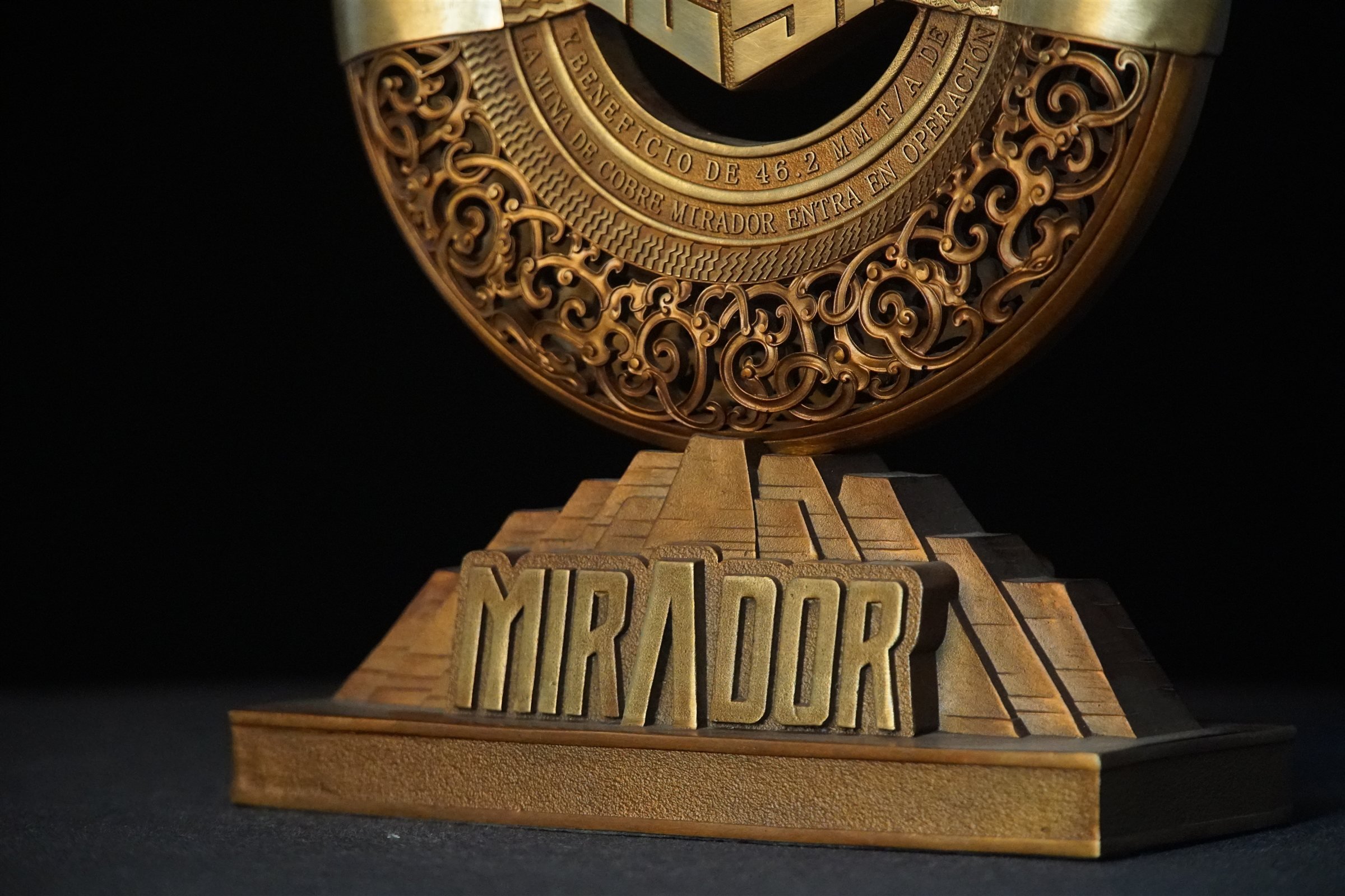 Mirador Copper Mine Commemorative Sculpture — The lower ring and base