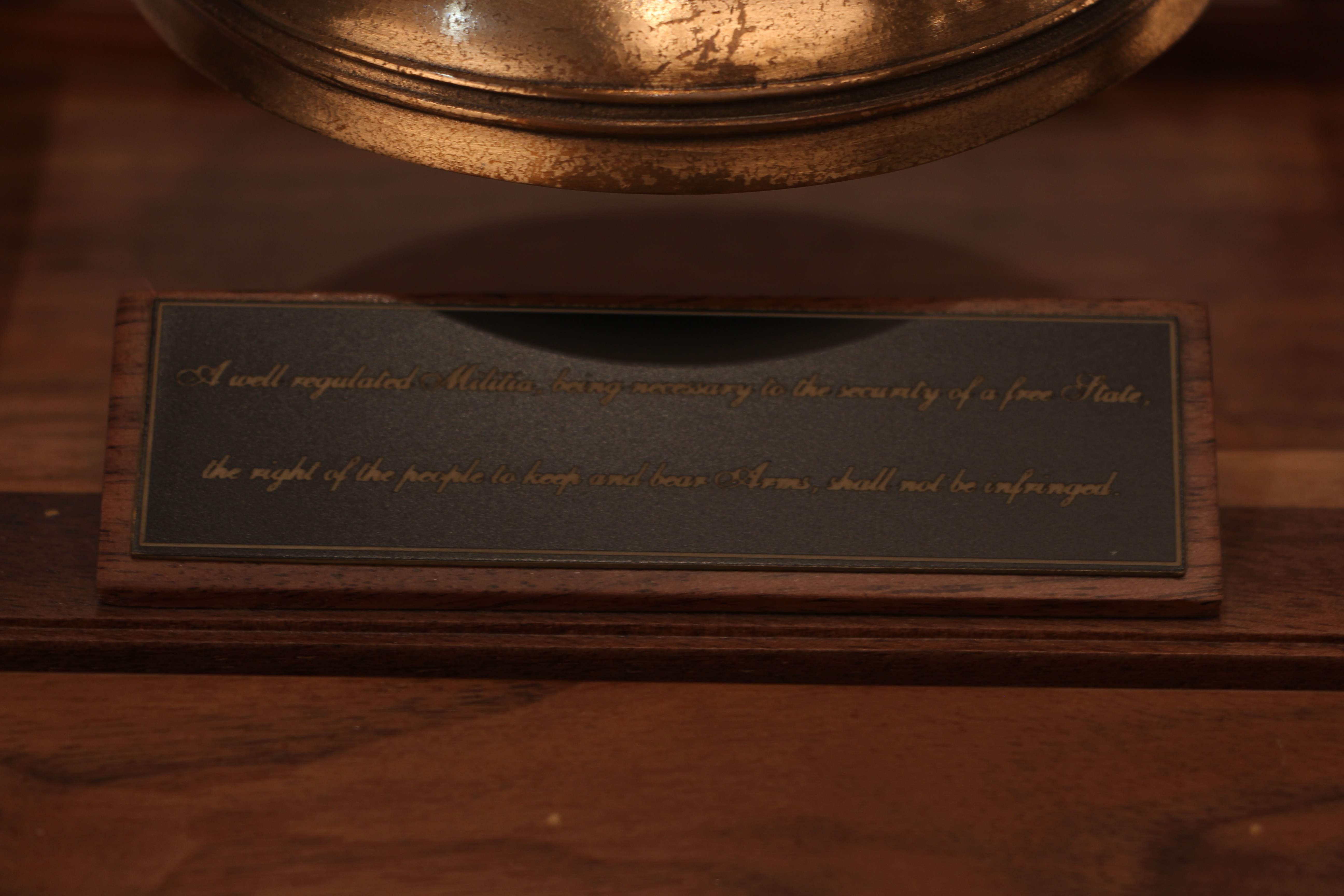 Voice of Freedom — Inscription plaque on the wooden base