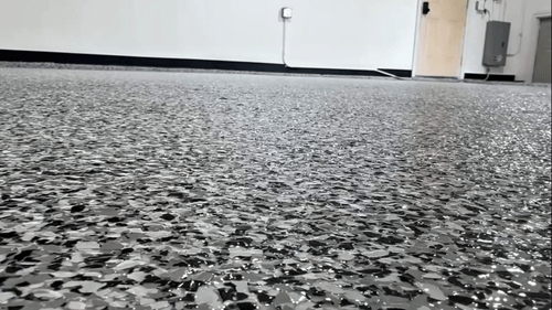 Finished epoxy floor in Bismarck ND close up domino full broadcast