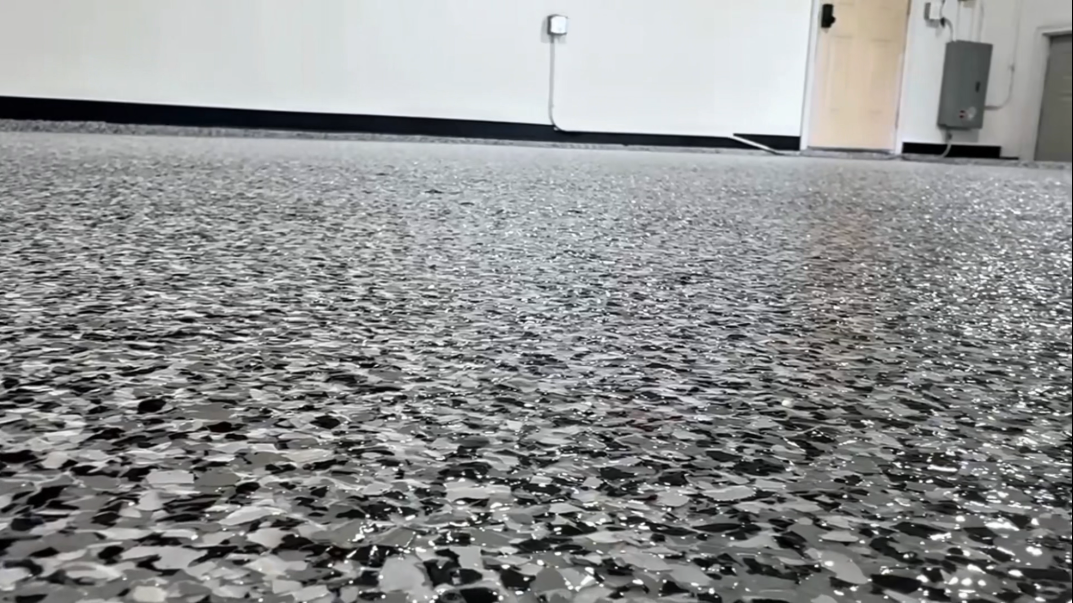 Finished epoxy floor in Bismarck ND close up domino full broadcast