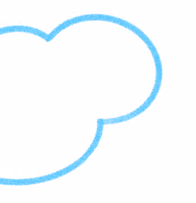 Blue outlined cloud shape on a white background.
