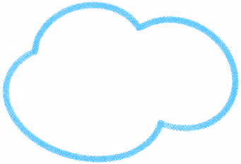 Blue outline of a cloud shape on a white background.