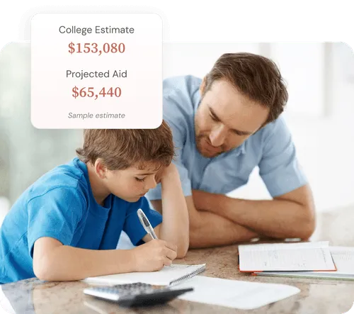 A father helping his son with his homework.