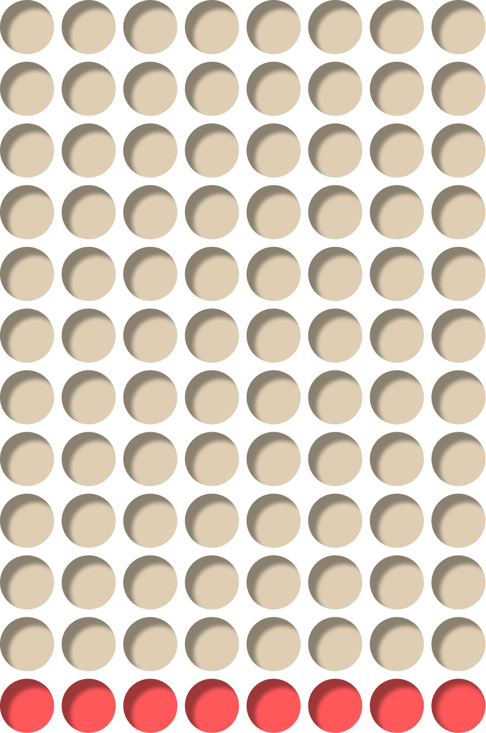 Compound problem dot grid, one row red