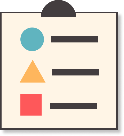 Clipboard checklist with colored shape markers