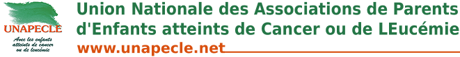 Logo UNAPECLE avec un trait de pinceau vert texturé au-dessus d'un texte orange sur fond blanc.