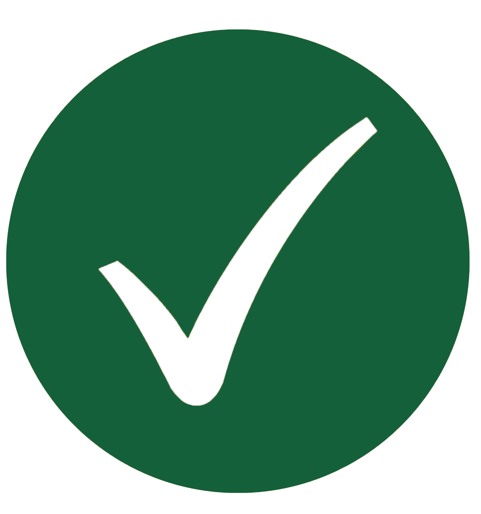 White checkmark inside a dark green circle, symbolizing approval or correctness.