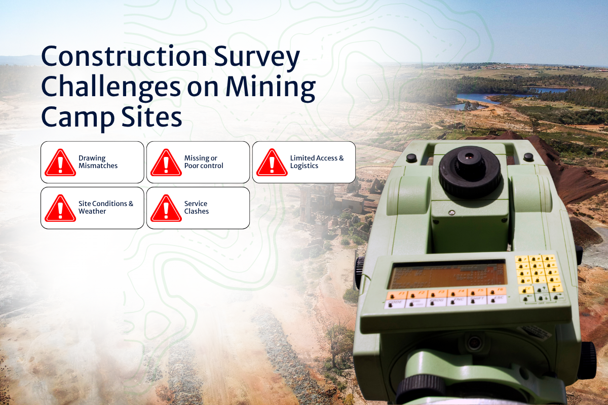 An image of the challenges during a construction survey on mining camps in WA.