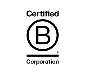 Certified B Corporation logo with a capital B inside a circle above a horizontal line and the word Corporation below.