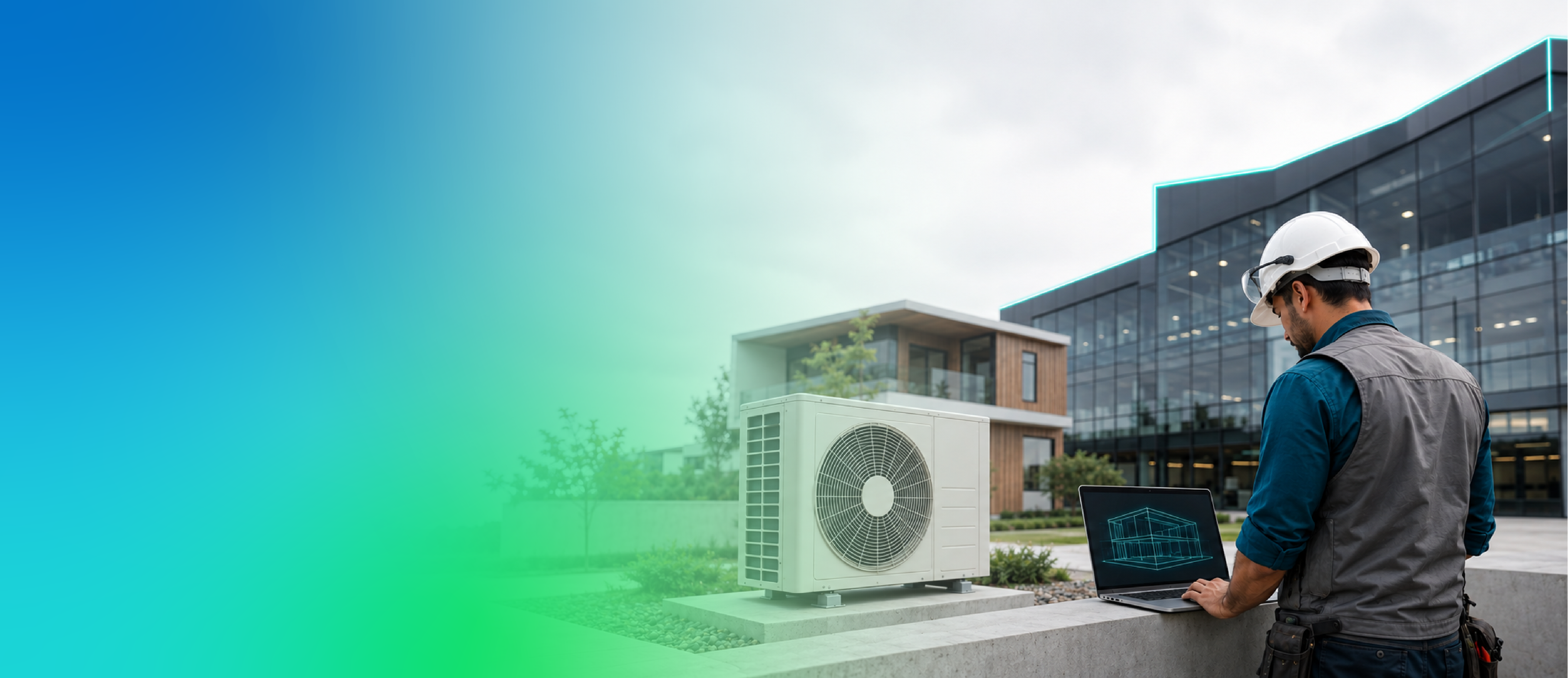 HVAC engineer reviewing residential and commercial building systems