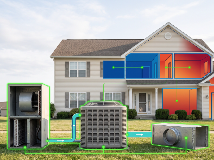 Residential HVAC equipment matched to calculated project requirements