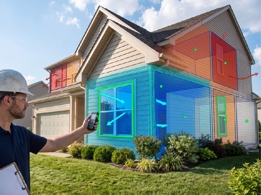 Residential HVAC duct system and airflow visualization
