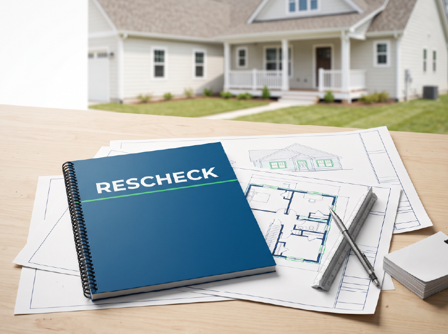 Organized REScheck report prepared with residential permit plans