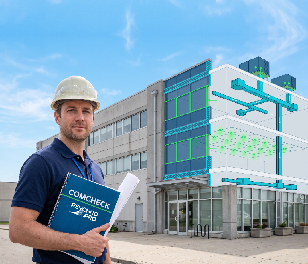 Complete COMcheck envelope, lighting, and mechanical compliance package