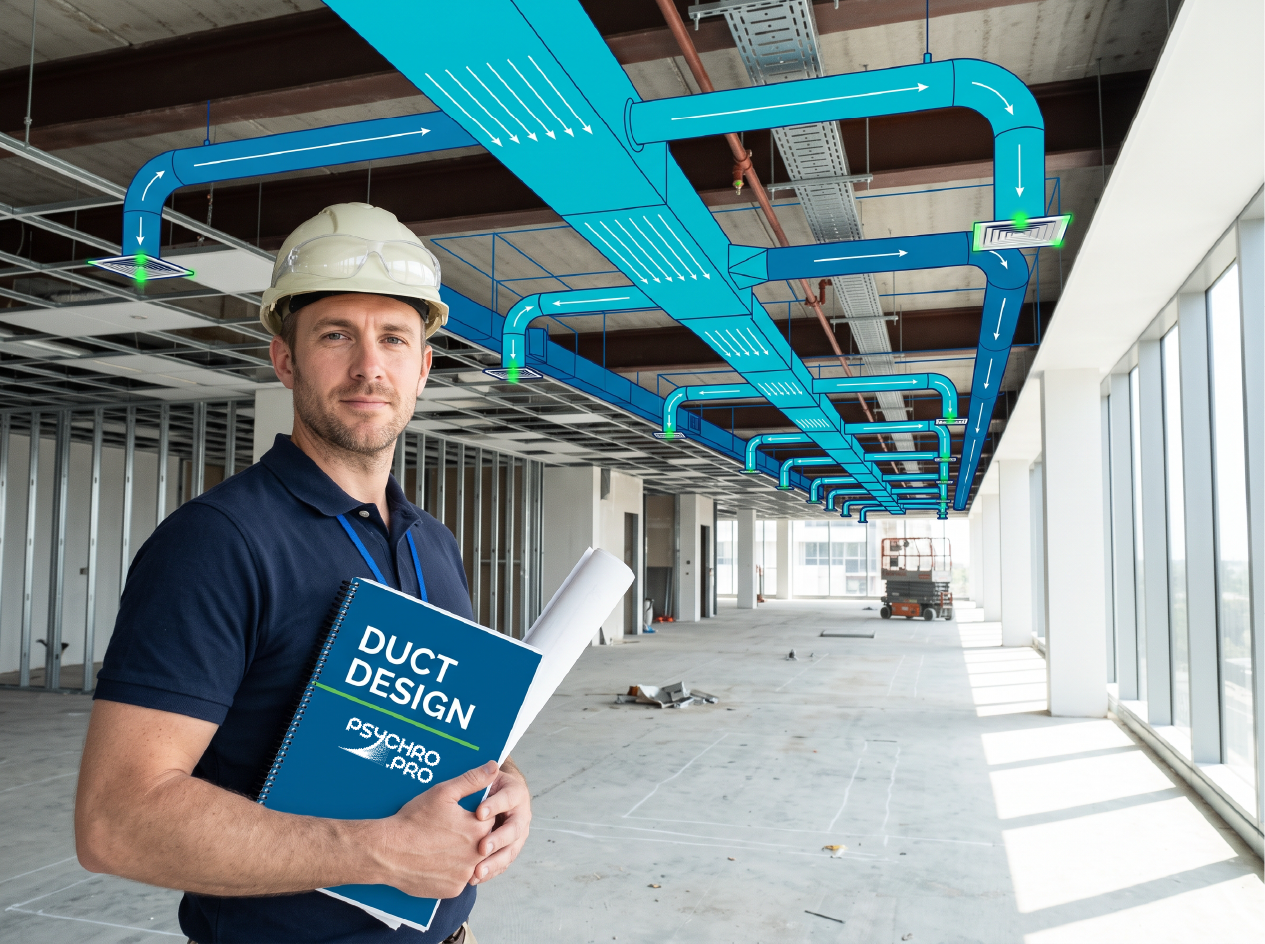 HVAC duct-system design report and architectural plans
