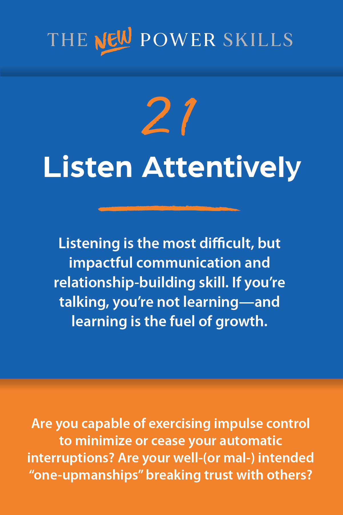 Listen Attentively — New Power Skills card 21 (front)