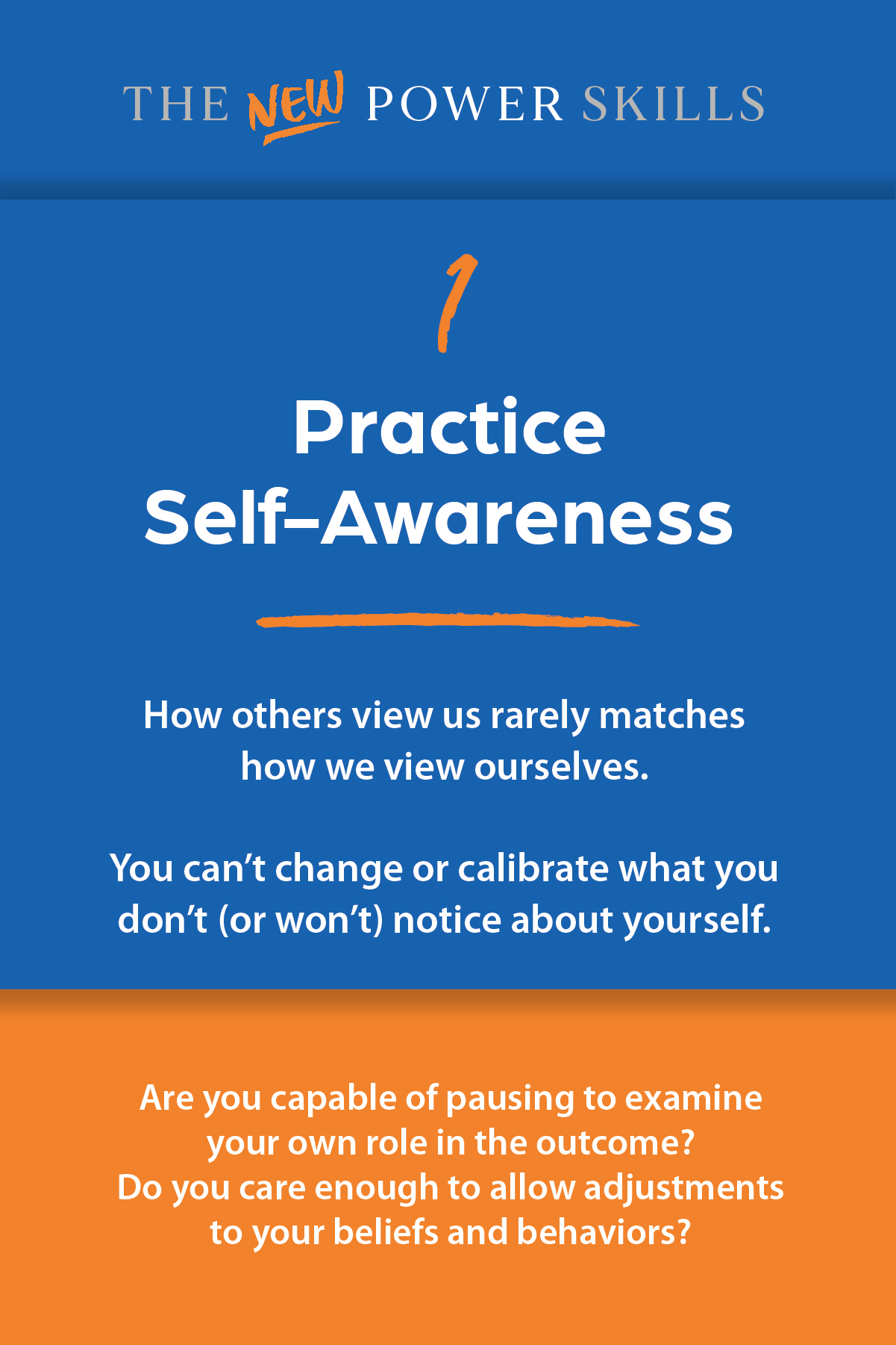 The New Power Skills card 1: Practice Self-Awareness (front)