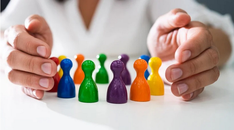 Diverse employees participating in inclusive digital learning