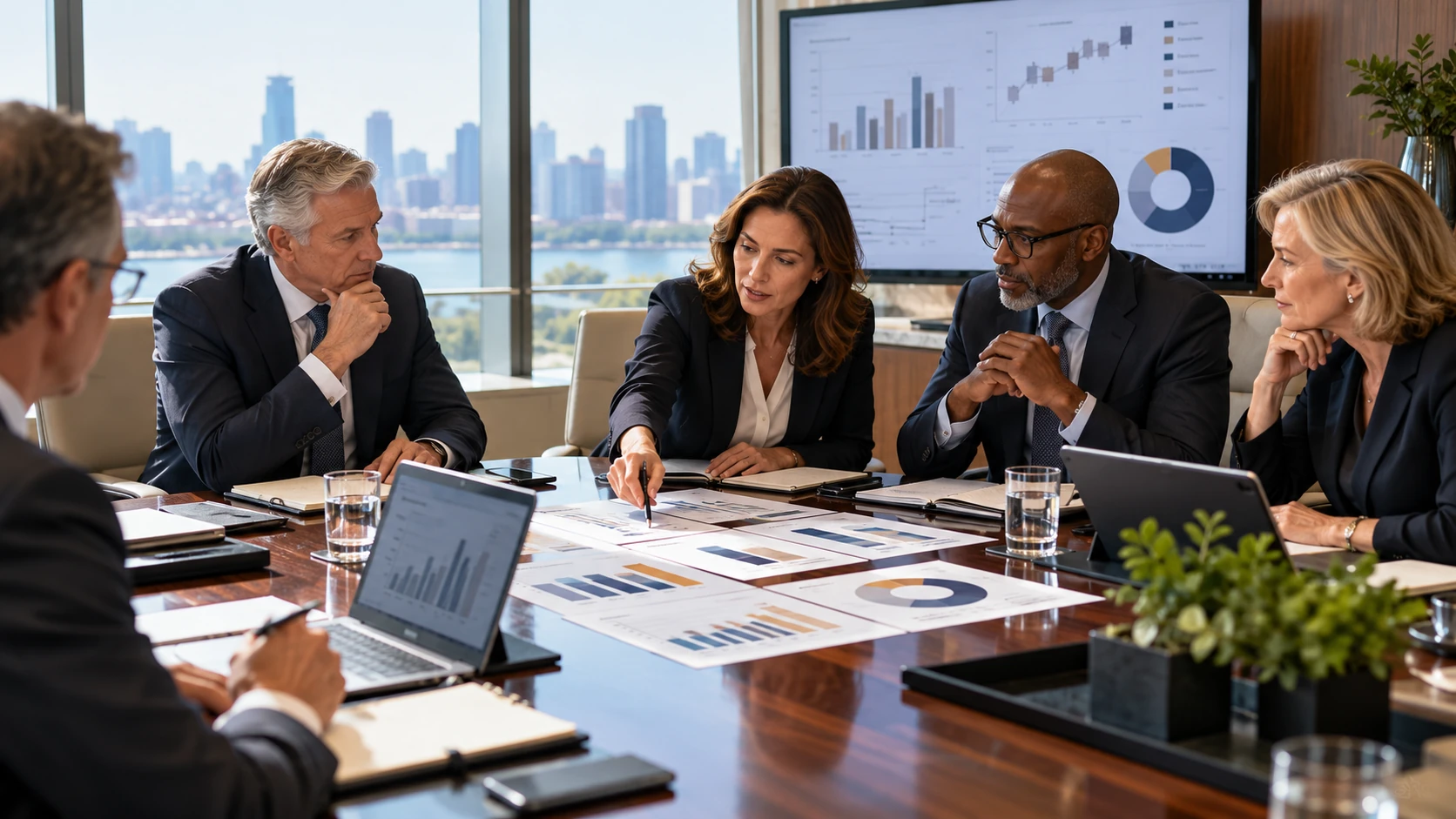 Board and HR leaders reviewing executive compensation benchmarking and peer-group data