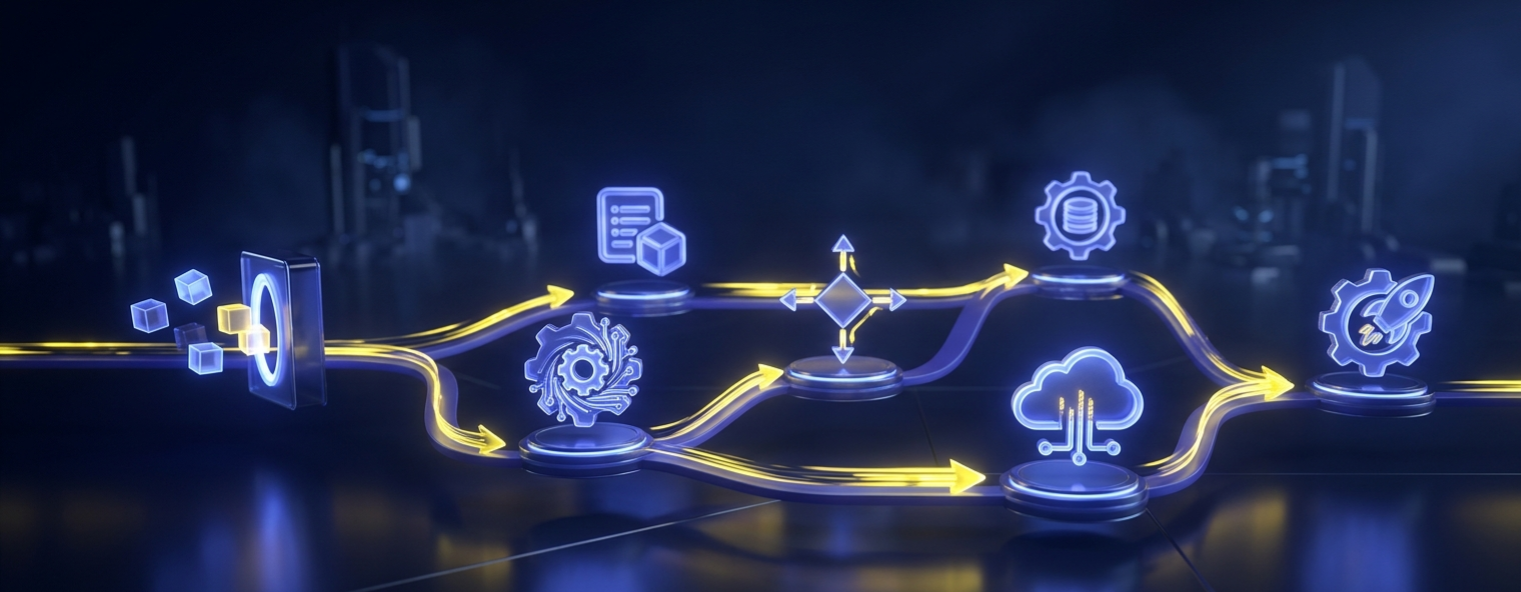 Workflow d'automatisation avec icônes connectées