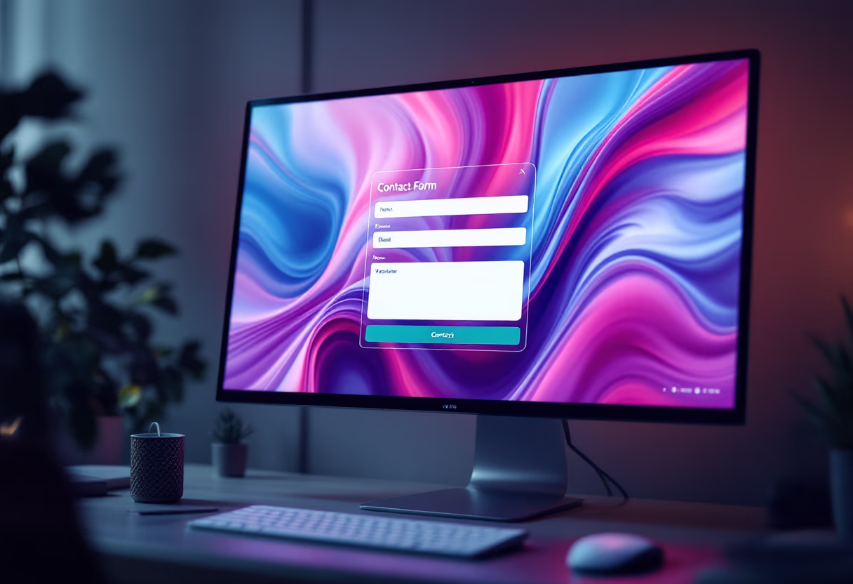 Image of a contact form on a screen for an AI biotech company