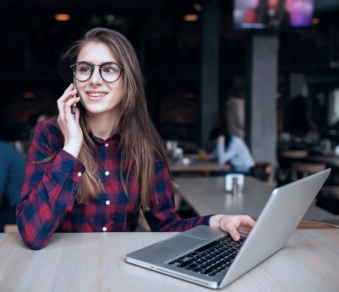 Woman working on laptop