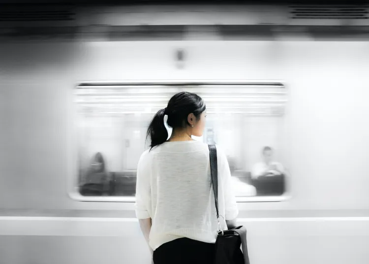 Portrait of Japanese woman on subway