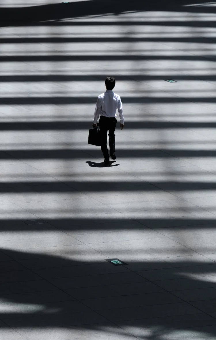Japanese man walking on street