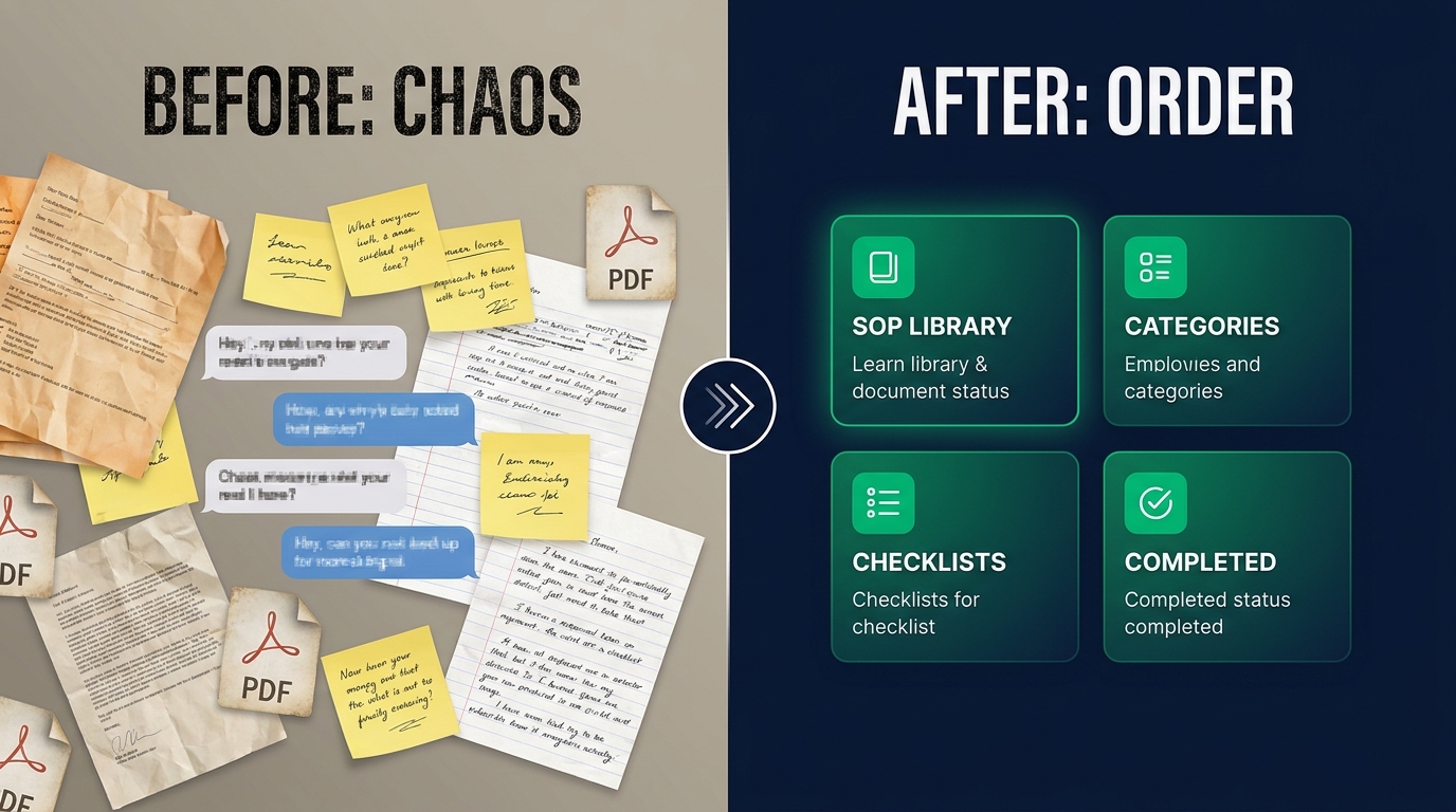 Before and after process organization