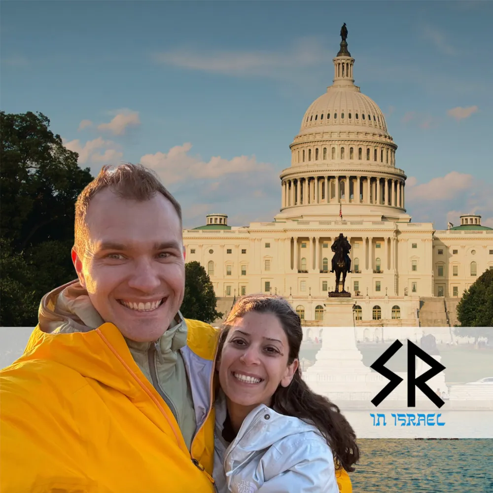 YouTube stars Sergio and Rhoda smiling in front of the U.S. Capitol in Washington, DC, before leading an Inspire experience in the nation's capital.