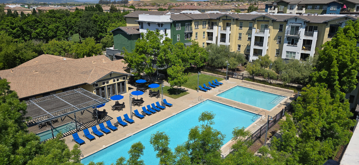 View of apartments and pool area