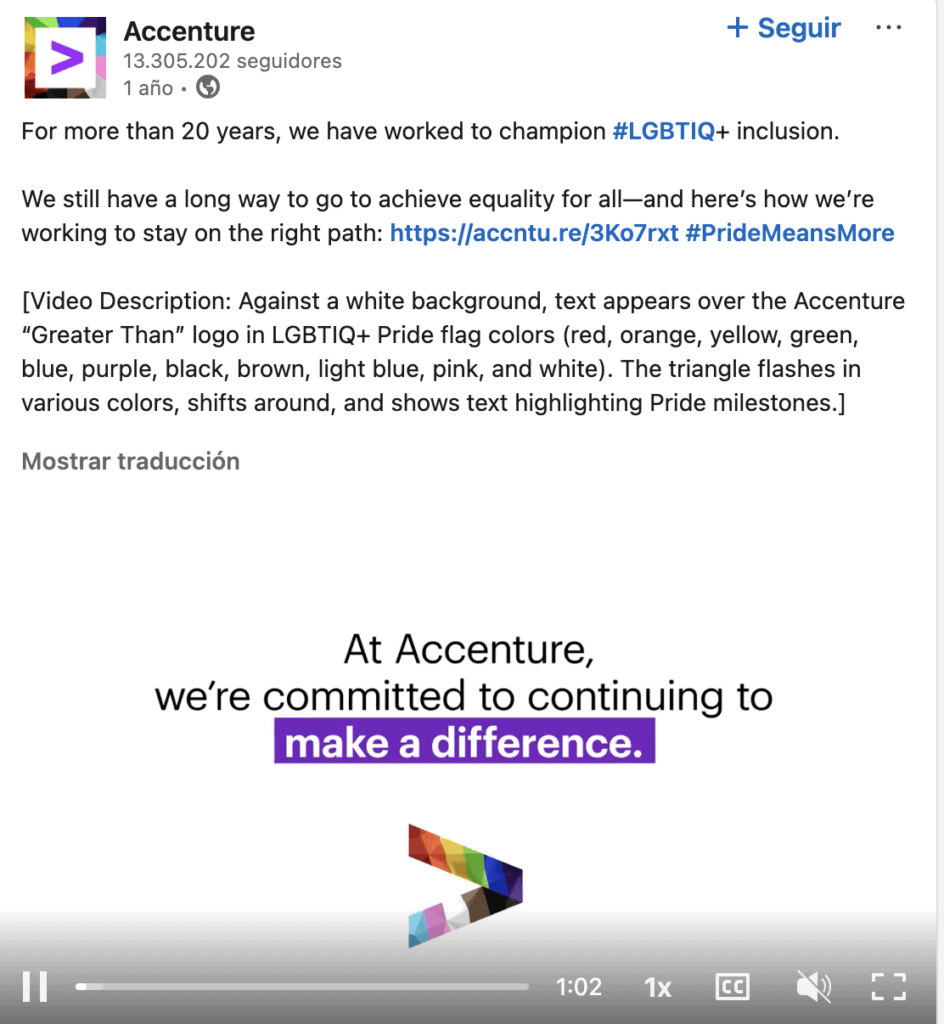 Pride marketing example: Accenture