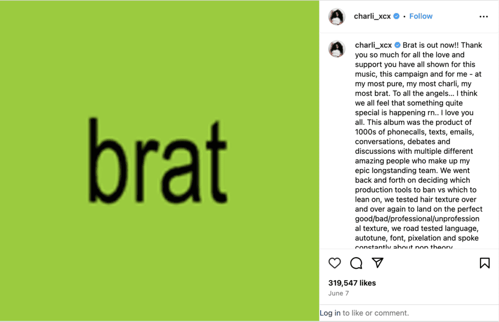 Typography example: Brat