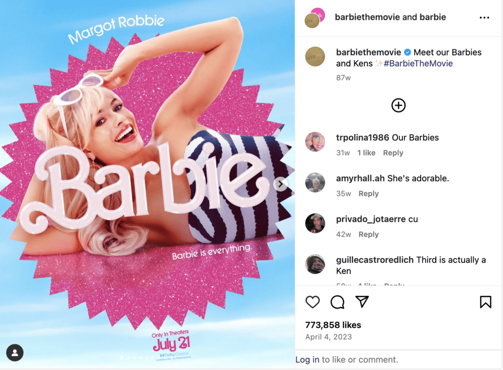 Typography design example: Barbie movie