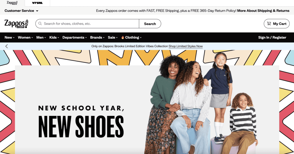 eCommerce website development example: Zappos