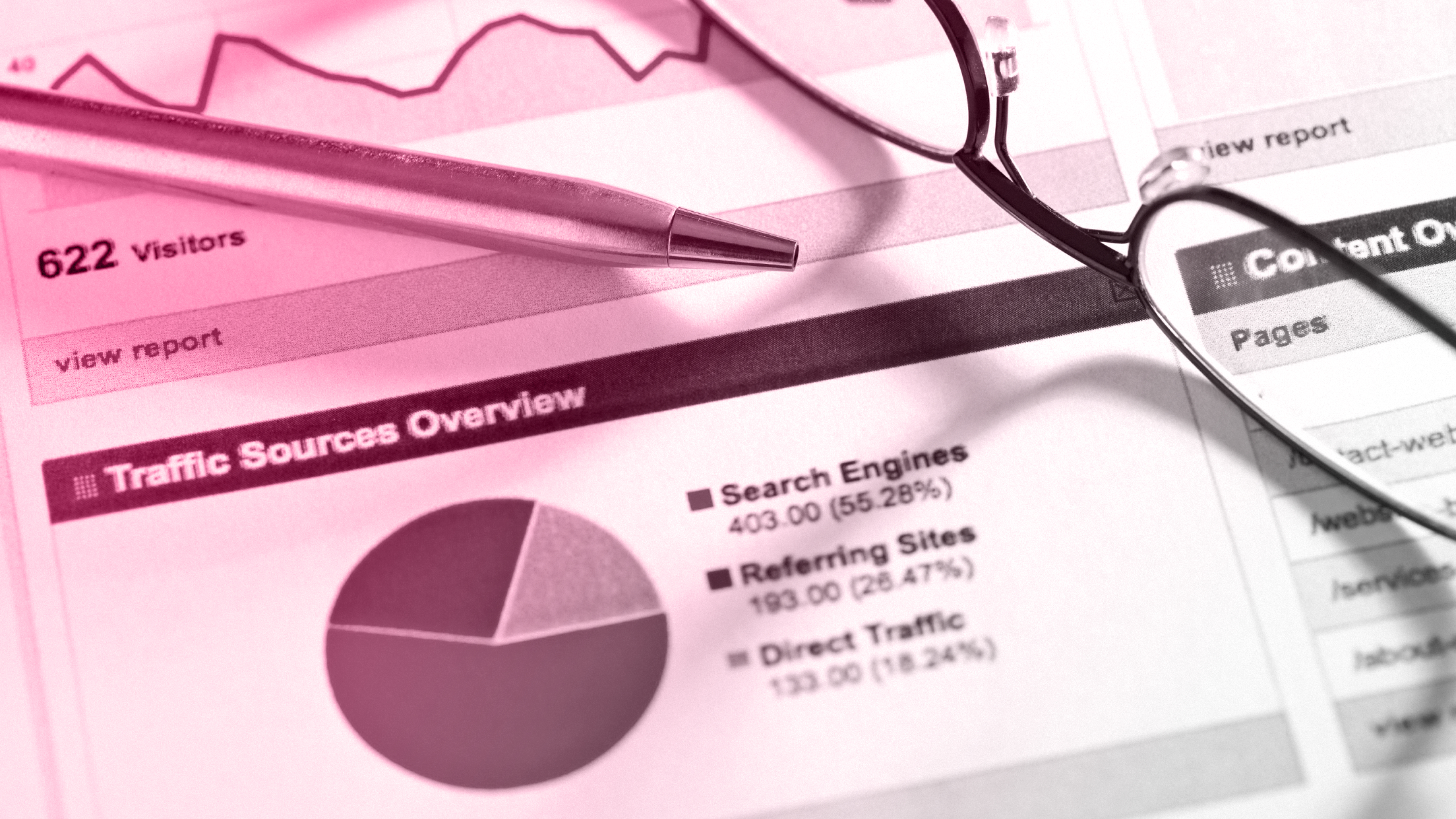 PMax campaigns: analytics report showing traffic sources and visitor data