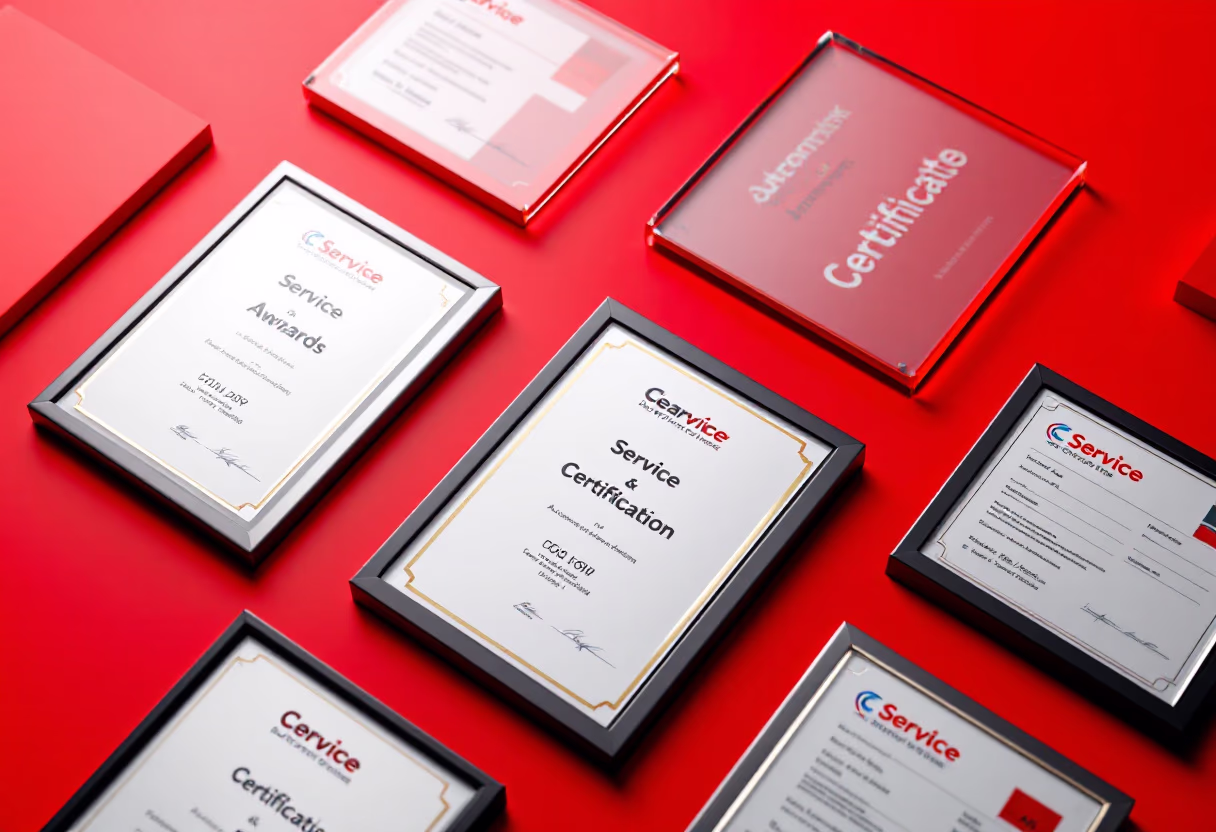 image of awards and certifications displayed (for a automotive service)