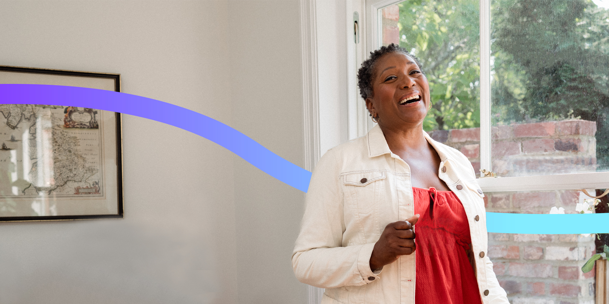 Smiling woman at home.