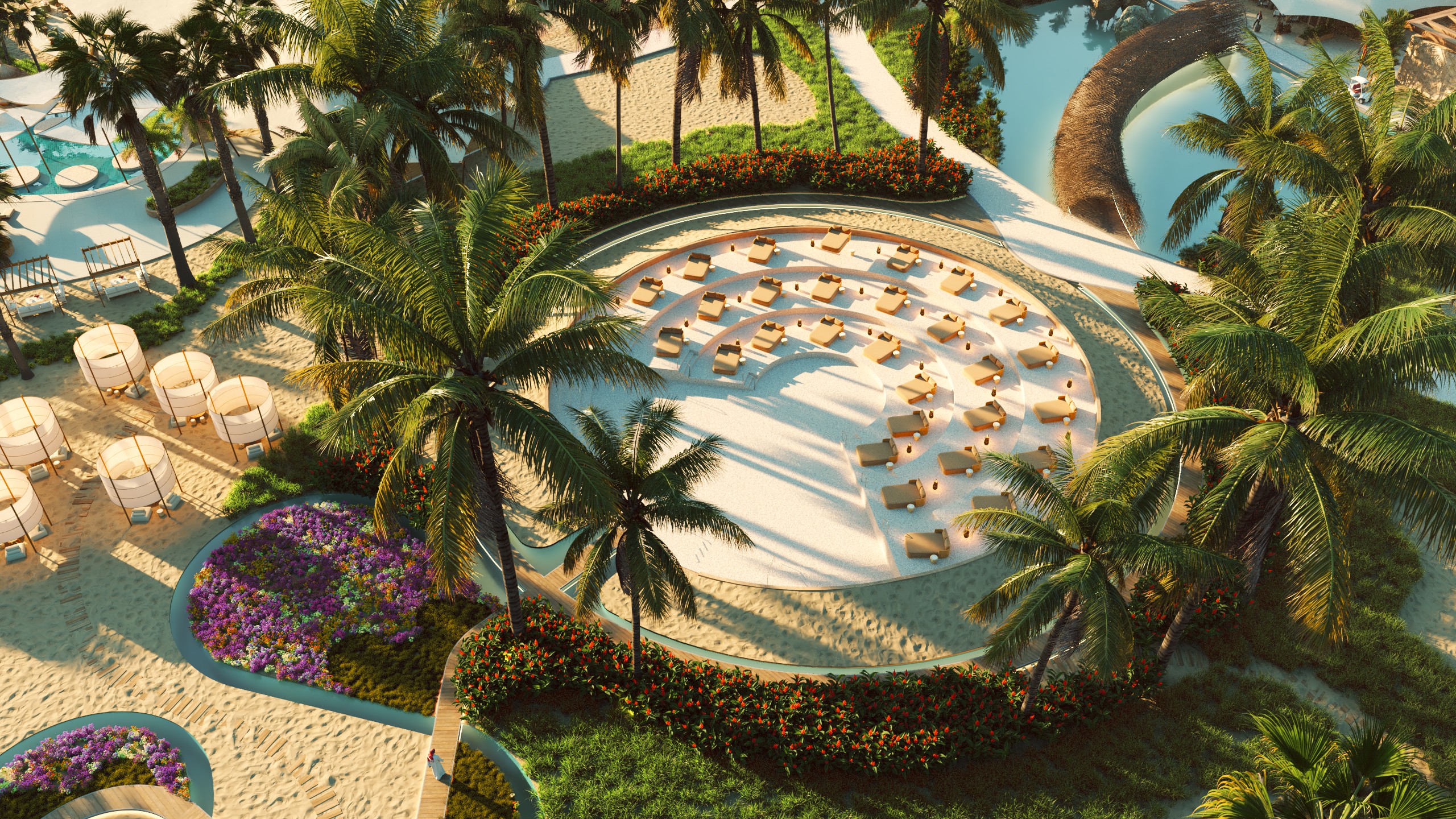 khubaib resort overview of terrace and pool