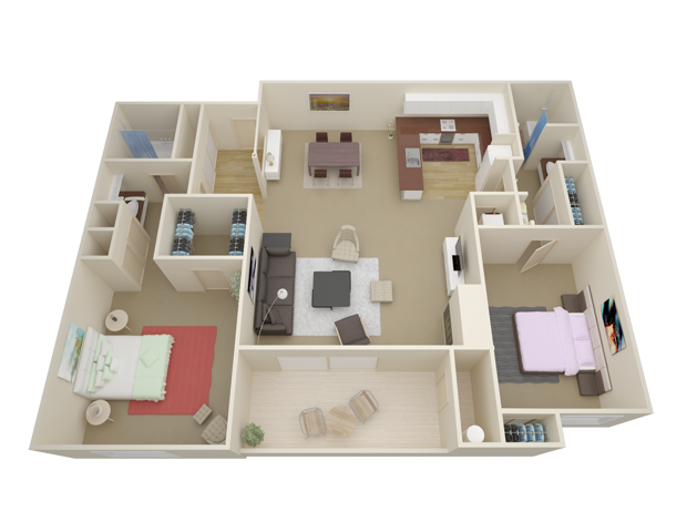 2 bed 2 bath floor plan layout