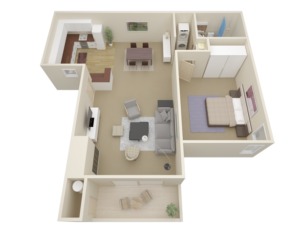 one bedroom floor plan for rent at Oak RIdge