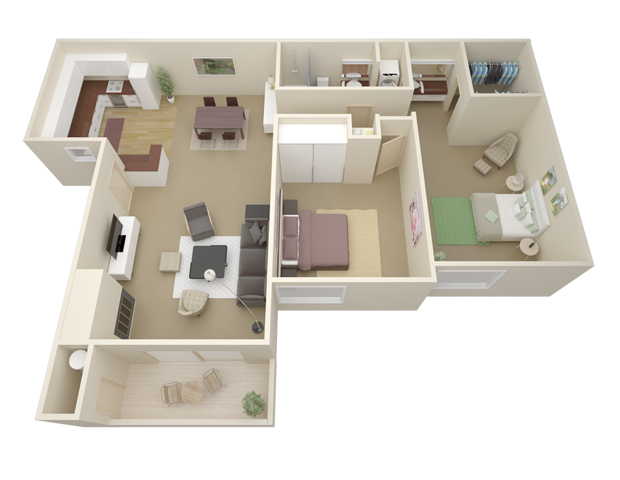 2 bed 1 bath floor plan layout