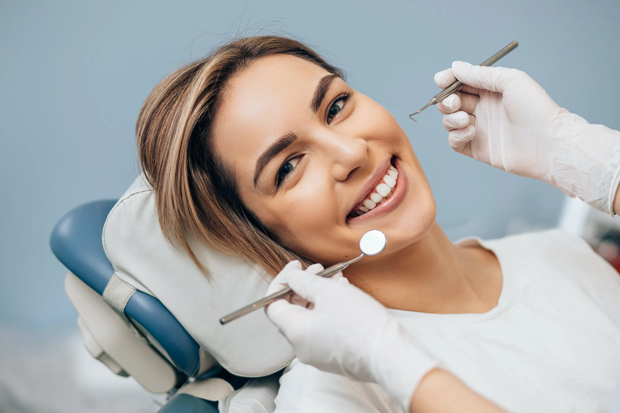 Dental bridge restoration close up