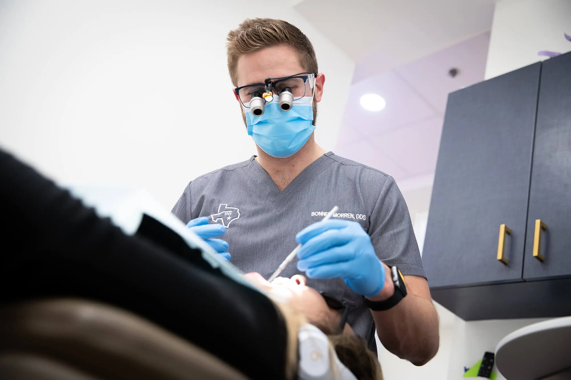 Man smiling as he begins dental visit