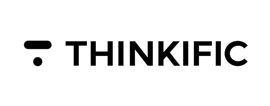 Thinkific company logo with stylized T icon and text in black.