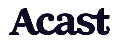 Acast brand logo in bold black text on a black background.