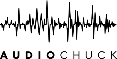 Audiochuck brand logo in black text with a stylized microphone icon.