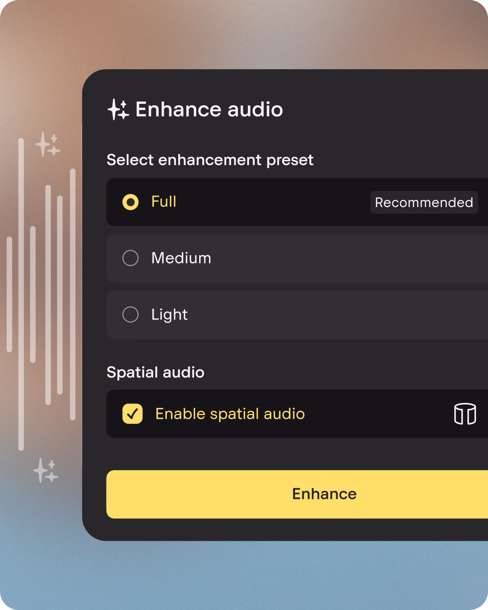 AI enhancement options in the Nomono app